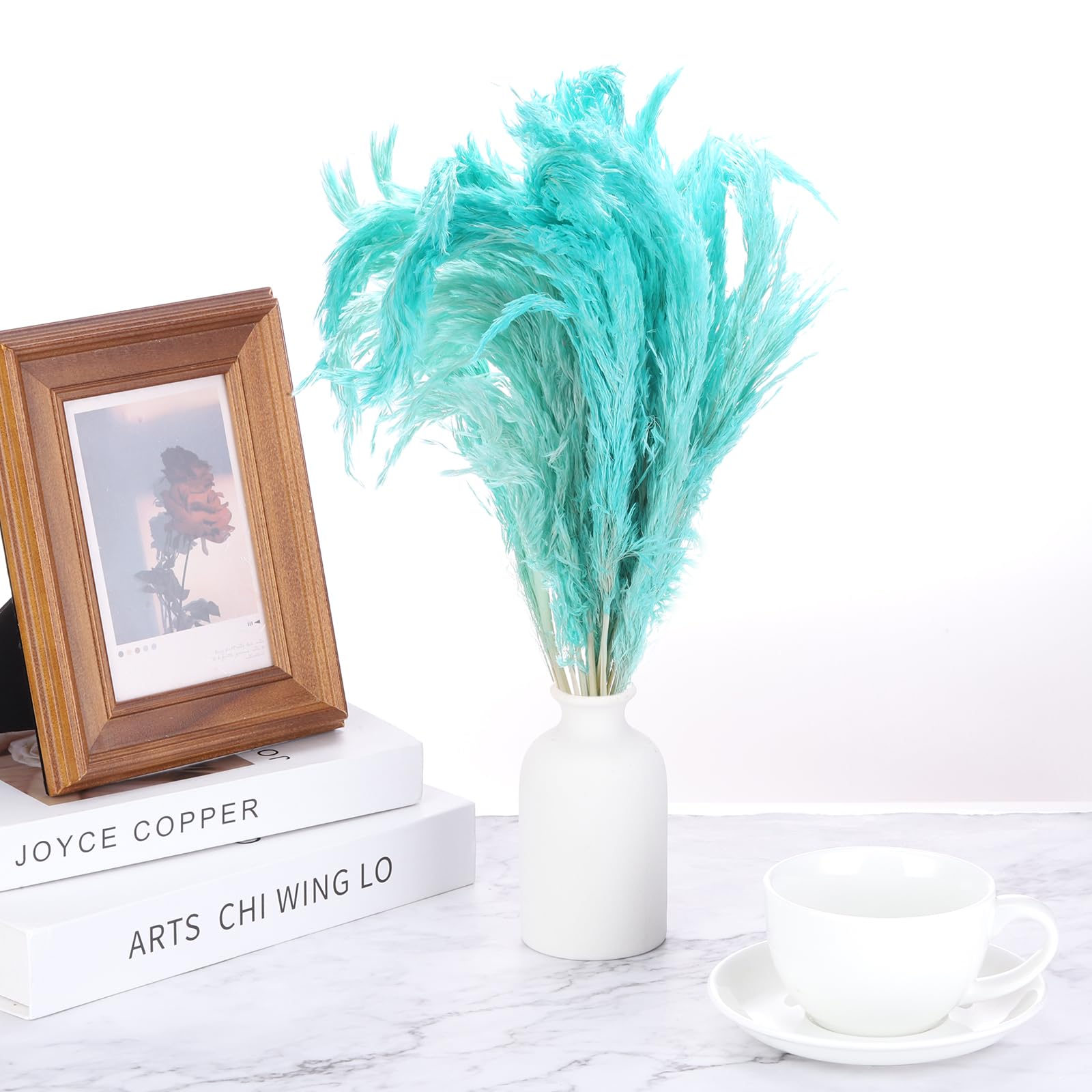 QUARKZMAN 20pz Decorazione Erba Pampa Blu 17" Fiore Artificiale