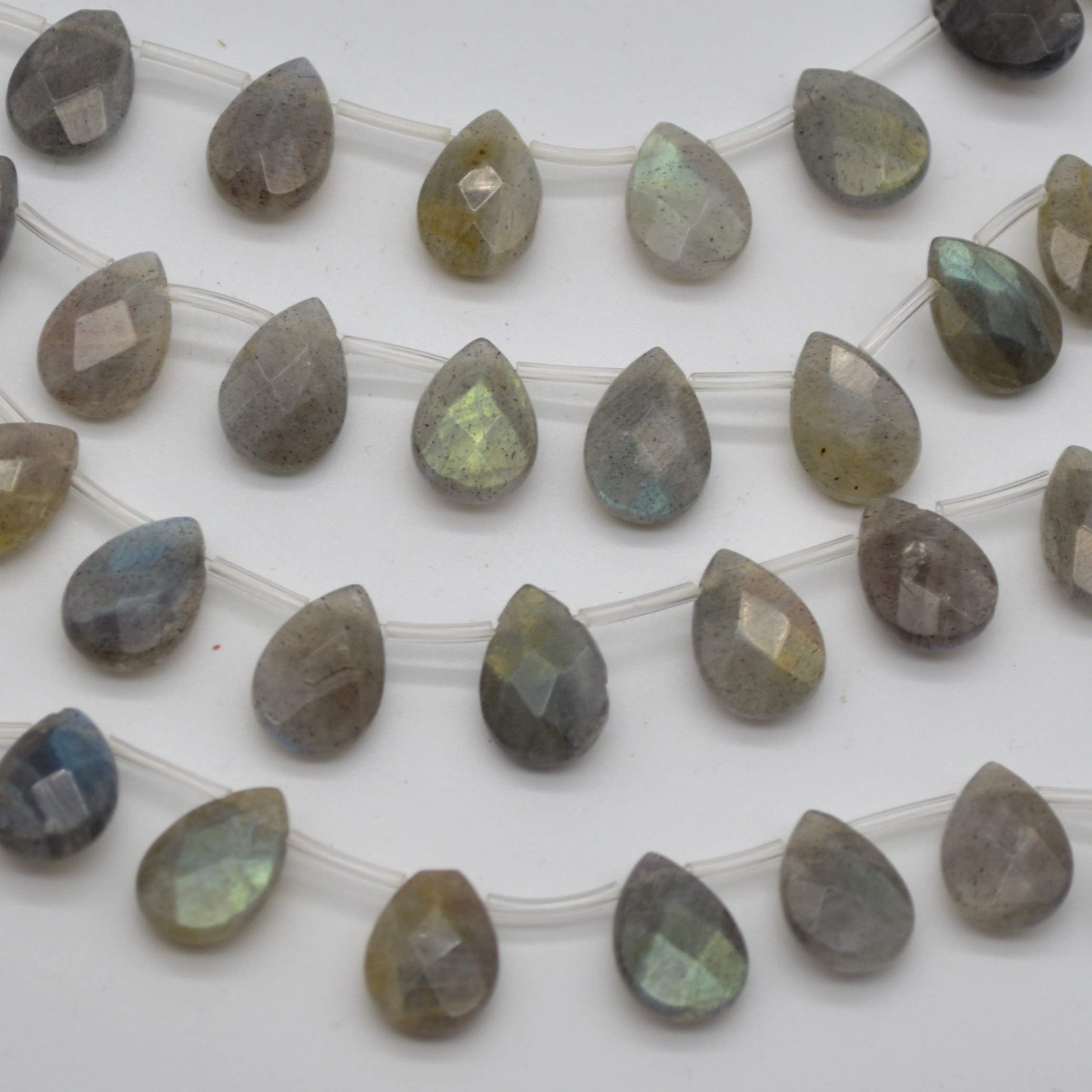 Oriental Direct 10 X Grade A Natural Labradorite Beads Faceted Teardrop 12 X 8Mm
