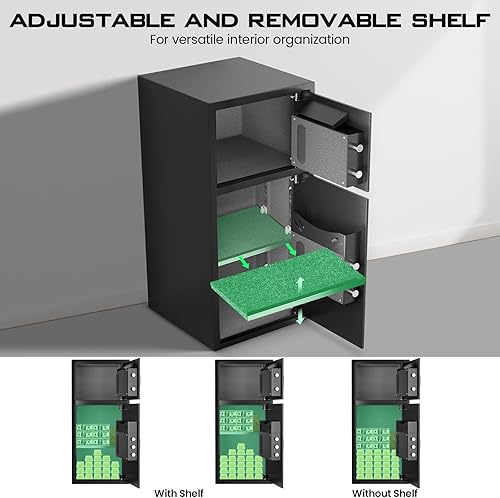 Miniatura 6 de kavey Caja fuerte grande de 6.5 pies cúbicos, impermeable, con luz LED, a prueba de fuego, segura para documentos del hogar, contraseña de huellas