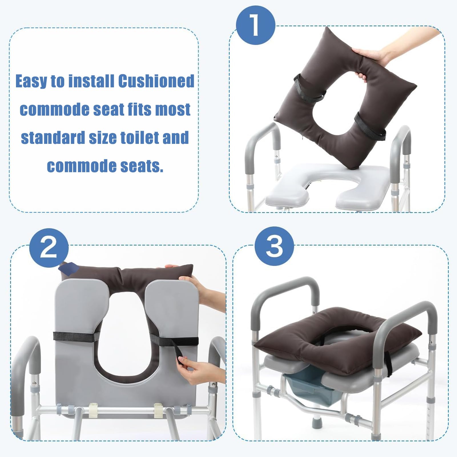 Anti-Dekubitus-Patienten-Kissen Mit Loch, PU Duschstuhl Sitzkissen Druckentlastungskissen Für Den Toilettensitz Waschbare Matte Für Toilettenstuhl Rollstühle Steibbe,Blue-42 * 42 * 8CM