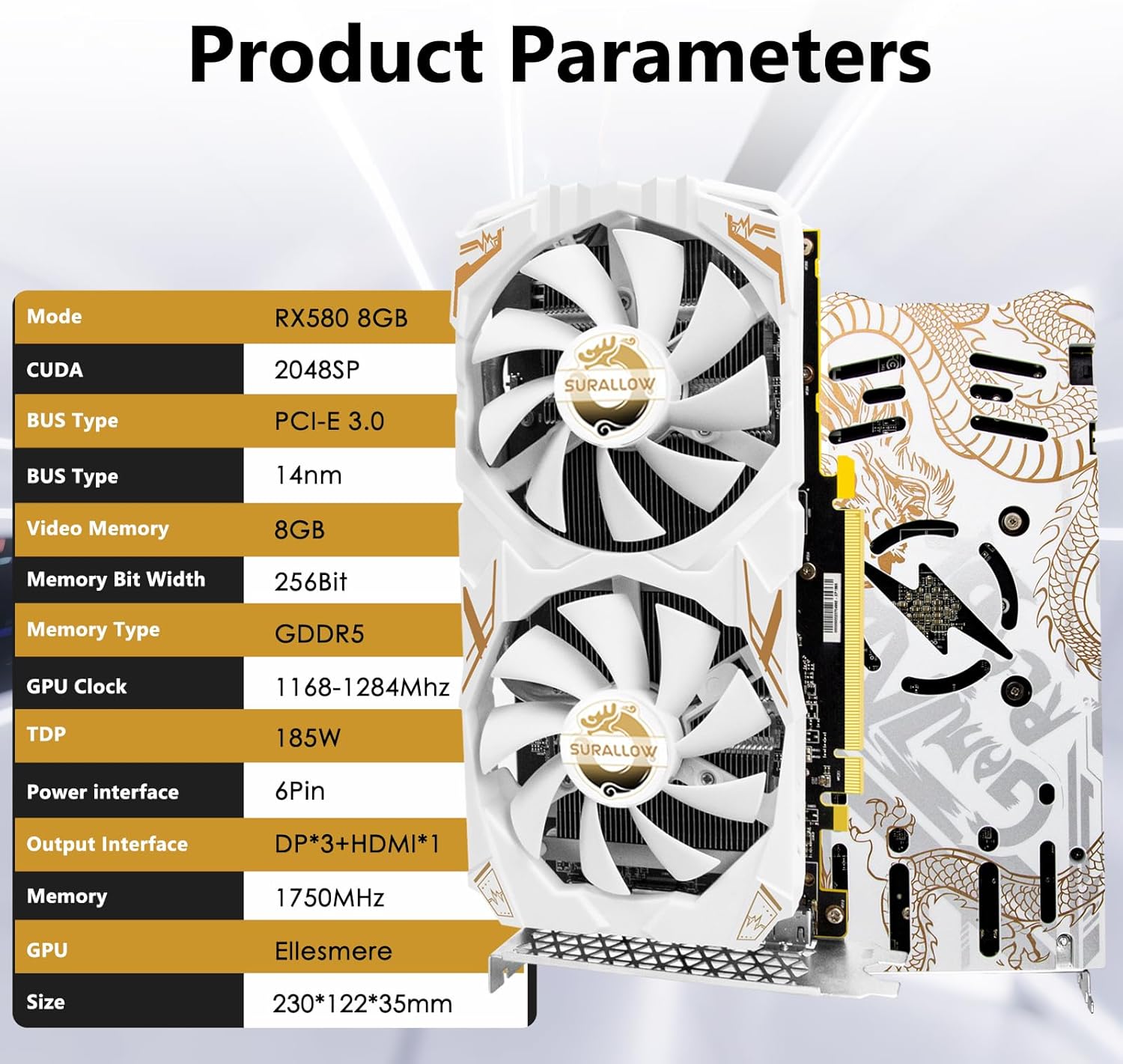 71151Xl6otL._AC_SL1500_ RX 580 8GB Graphics Card, 2048SP,GDDR5,256 Bit Graphics Card for Gaming PC,PCIE 3.0,Twin Freeze Fans Computer Video Card with HDMI/DP/Ports