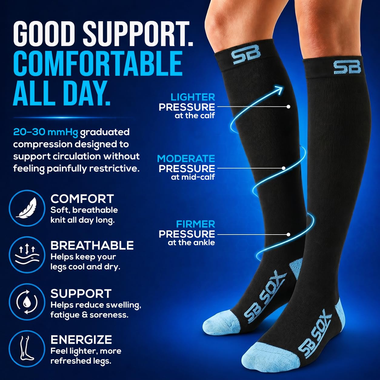 SB SOX Calzini A Compressione (20-30Mmhg) per Uomo E Donna
