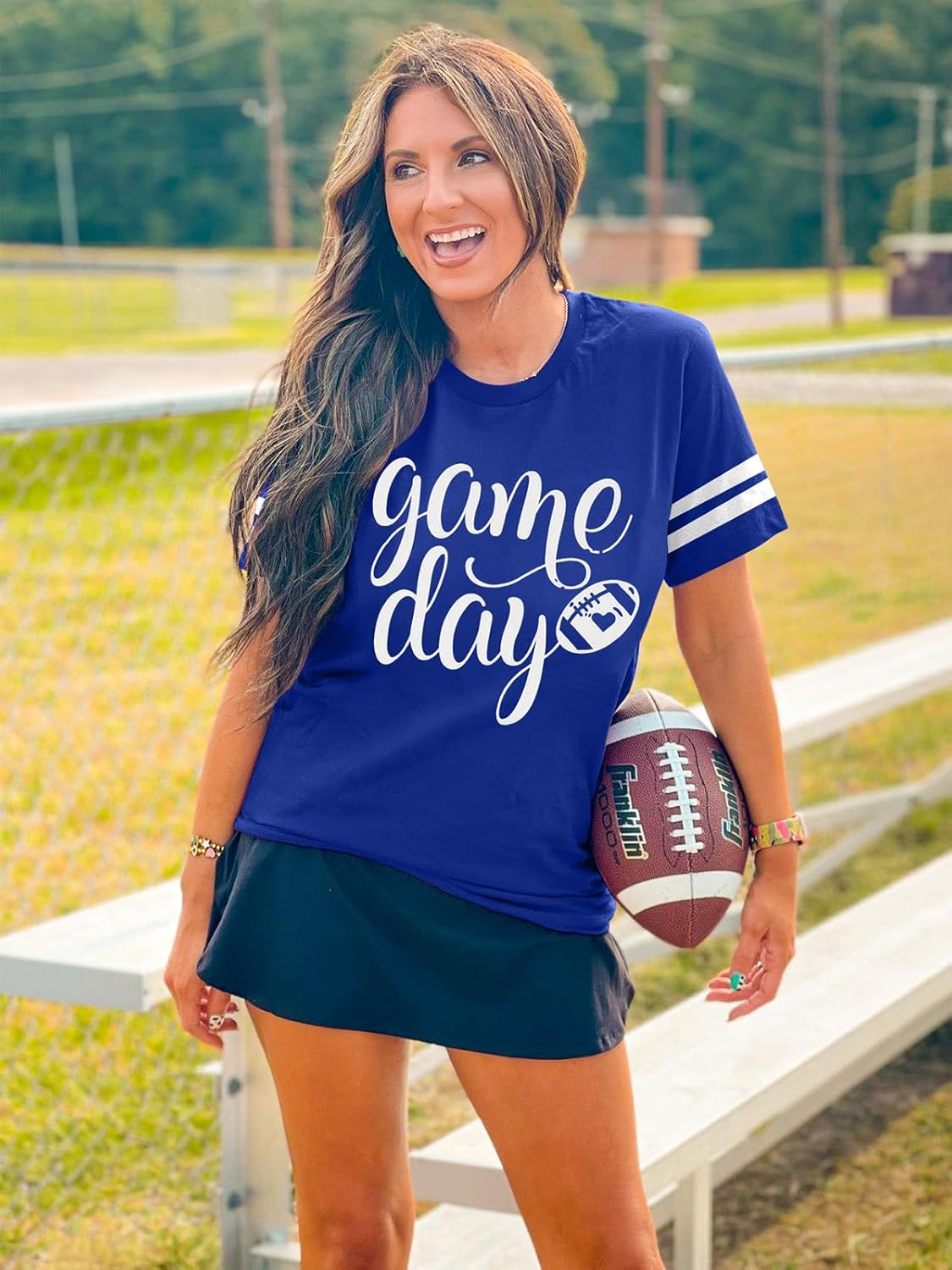 Game Day T Shirts Women Football Graphic Tee Funny Cute Competition Tshirt Casual Short Sleeve Tee Tops - Image 5