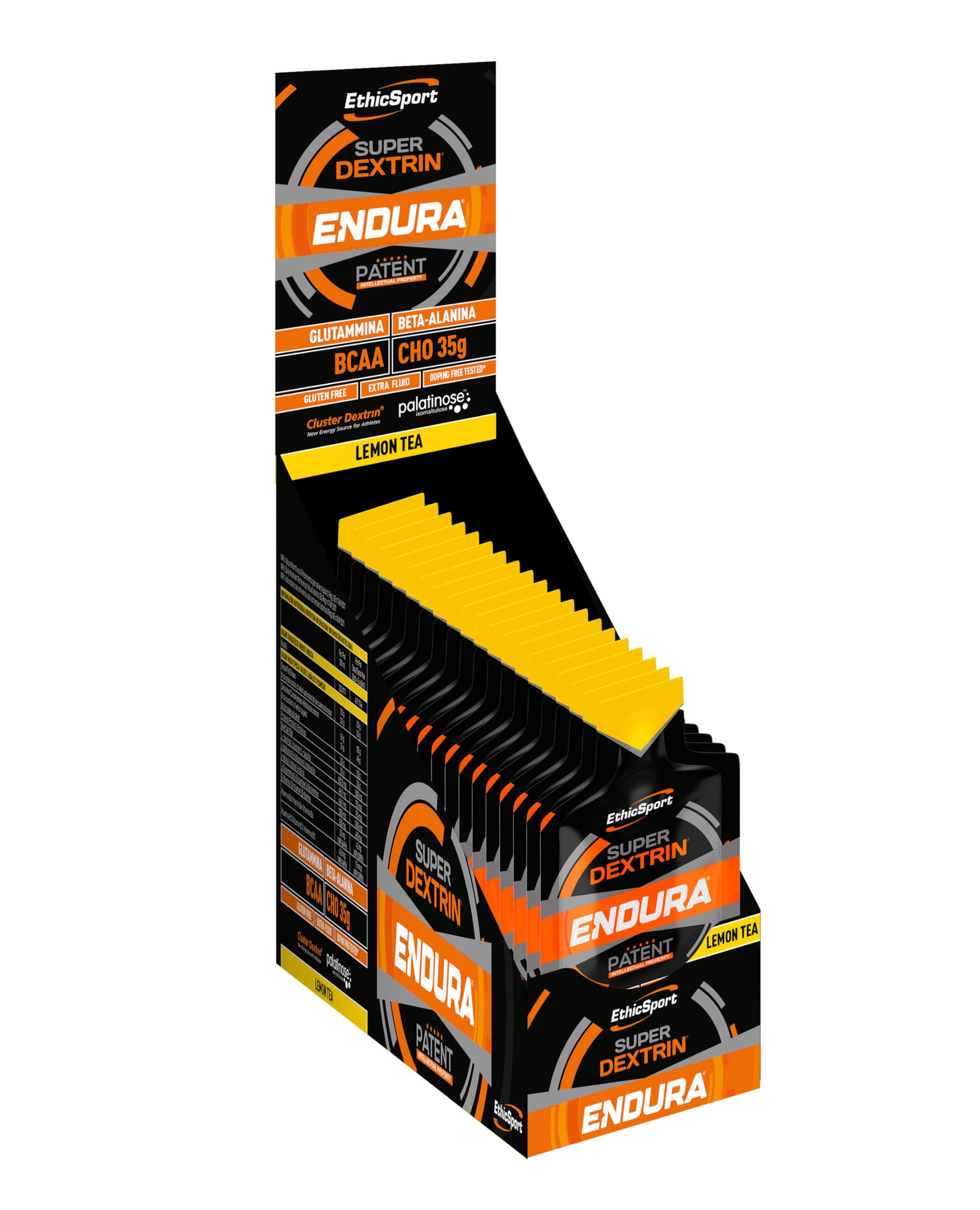 Super Dextrin ENDURA EthicSport – Gel energetico con carboidrati differenziati ed evoluti (Cluster Dextrin e Palatinose) – Senza caffeina - Confezione da 15 x 60 ml - Gusto Lemon - Tea