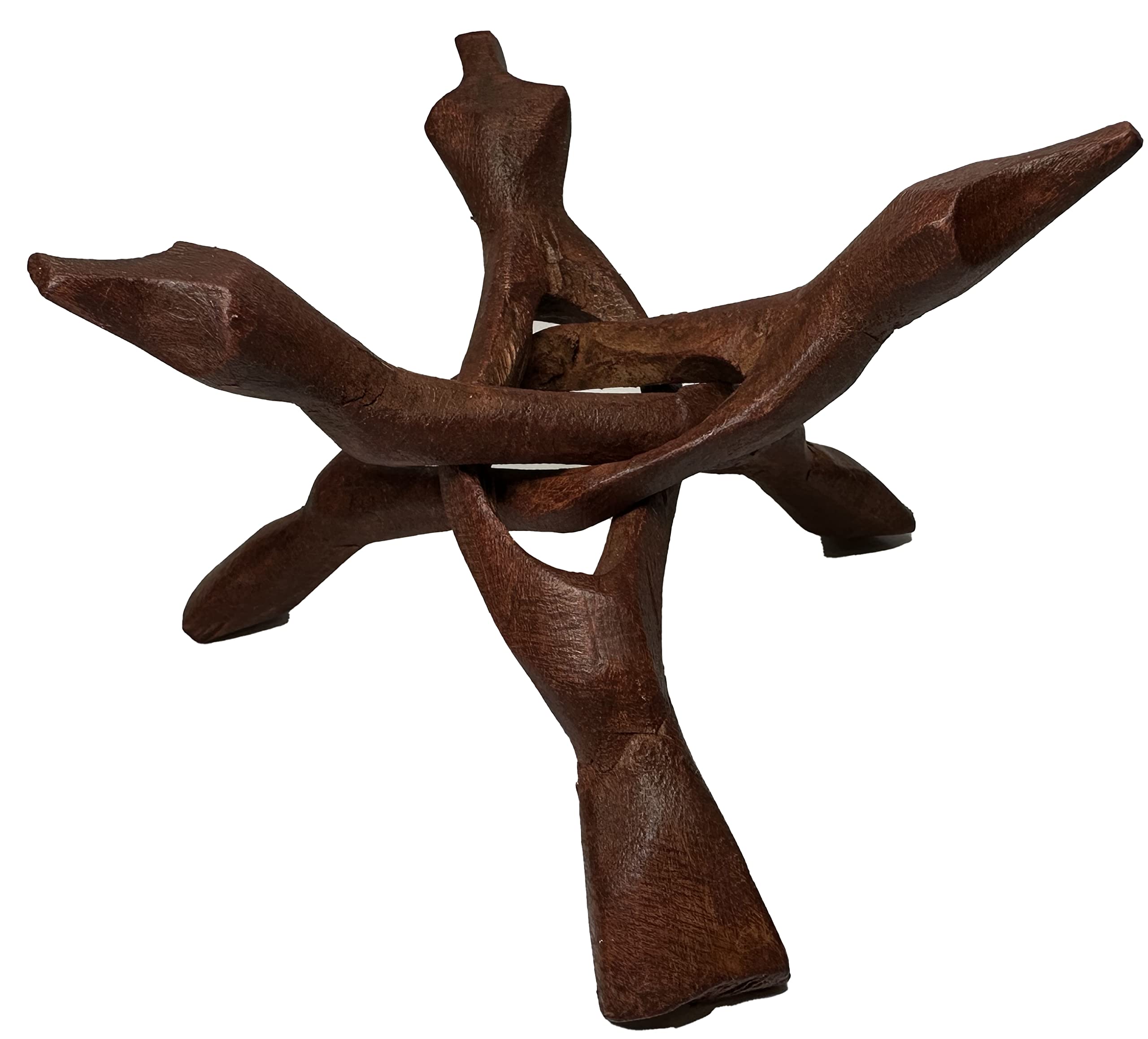 Wood Tripod Stand in Stained Abalone Shell Smudge Crystal Ball Sphere  Geode Rock Crystal Gem Pottery Key or Jewelry Dish Bowl Leg Artisan Hand