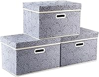 Vista 38 de PRANDOM Cajas de almacenamiento plegables jumbo con tapas, cubos de almacenamiento decorativos de tela, cestas organizadoras con asas de cubierta