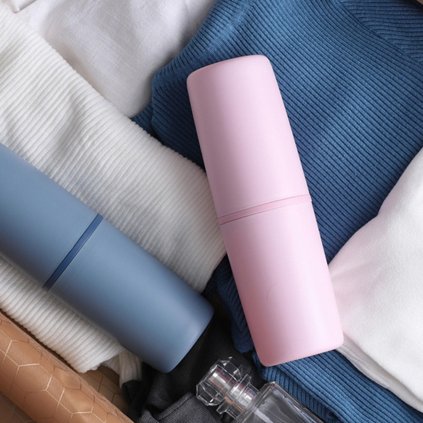 Cocoarm Custodia da Viaggio per Spazzolino da Denti, Portaspazzolino da Viaggio in Plastica con Contenitore per Dentifricio, Design Leggero e Portatile, Protezione Igienica, Organizer Multiuso per