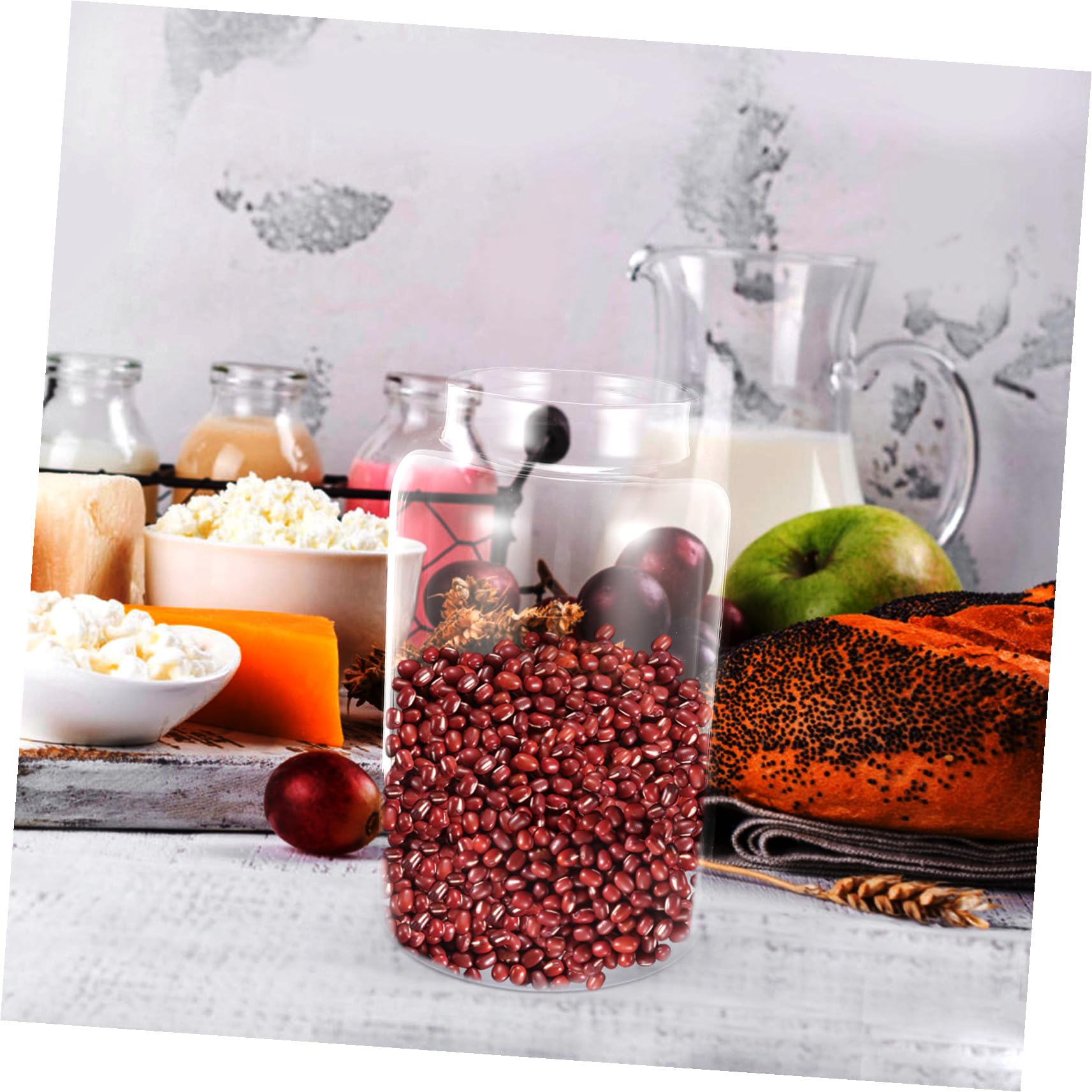 Toyvian Luftdichtes Vorratsglas und Aufbewahrung von Getreide Tee und Mehl aus Glas mit Holzdeckel 2,8l Feuchtigkeitsschutz für Küche und Schreibtisch