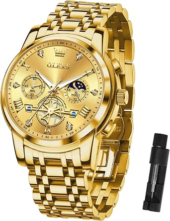 OLEVS Men's Chronograph Watch, Dress Stainless Steel Waterproof Quartz