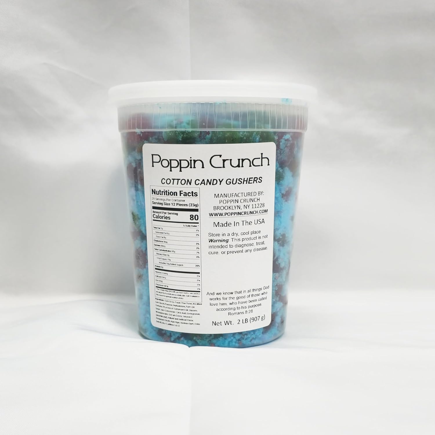 Poppin Crunch Cotton Candy Gushers Candy Snacks 1-2 LBS - Choice of Sweet or Sour Bonbon Candies Corn Sugar