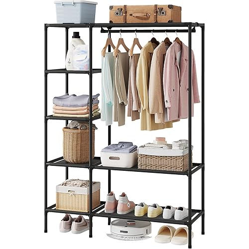 Dttwacoyh Portable Wardrobe Closet for Hanging Clothes, Black, 70.79 x 50.2 x 17.48 Inches
