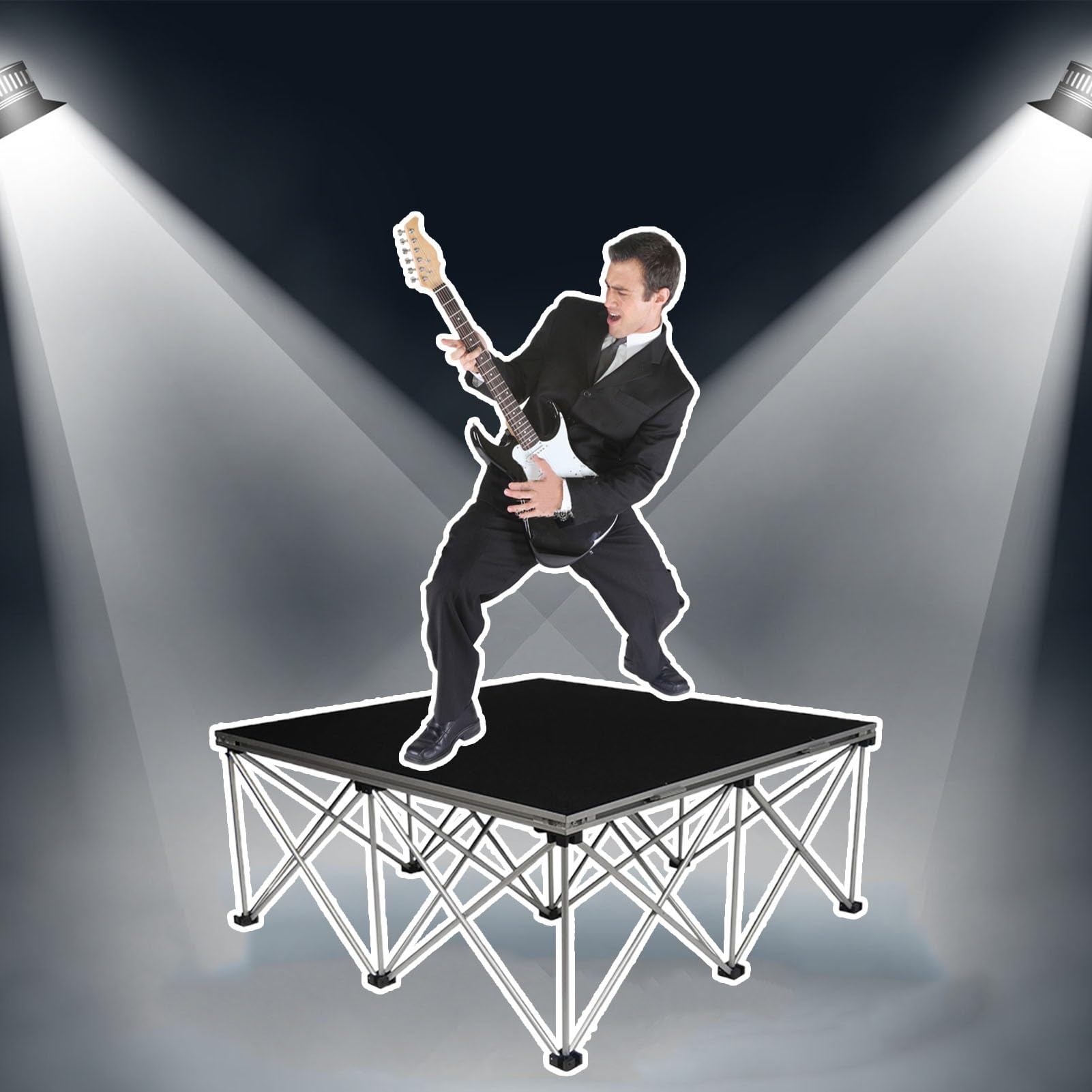 Piattaforma portatile per eventi 4x4' pieghevole leggero modulare Riser System collegabile palcoscenico per teatri altezza 60 cm (24 pollici) perfetta per concerti e spettacoli