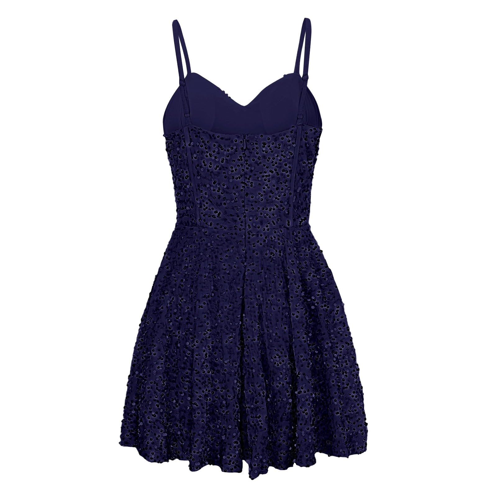 Generisch Mini abito sexy da donna, con paillettes, spalline sottili, da discoteca, cocktail, profondo, scollo a V, aderente, senza maniche, elegante, aderente