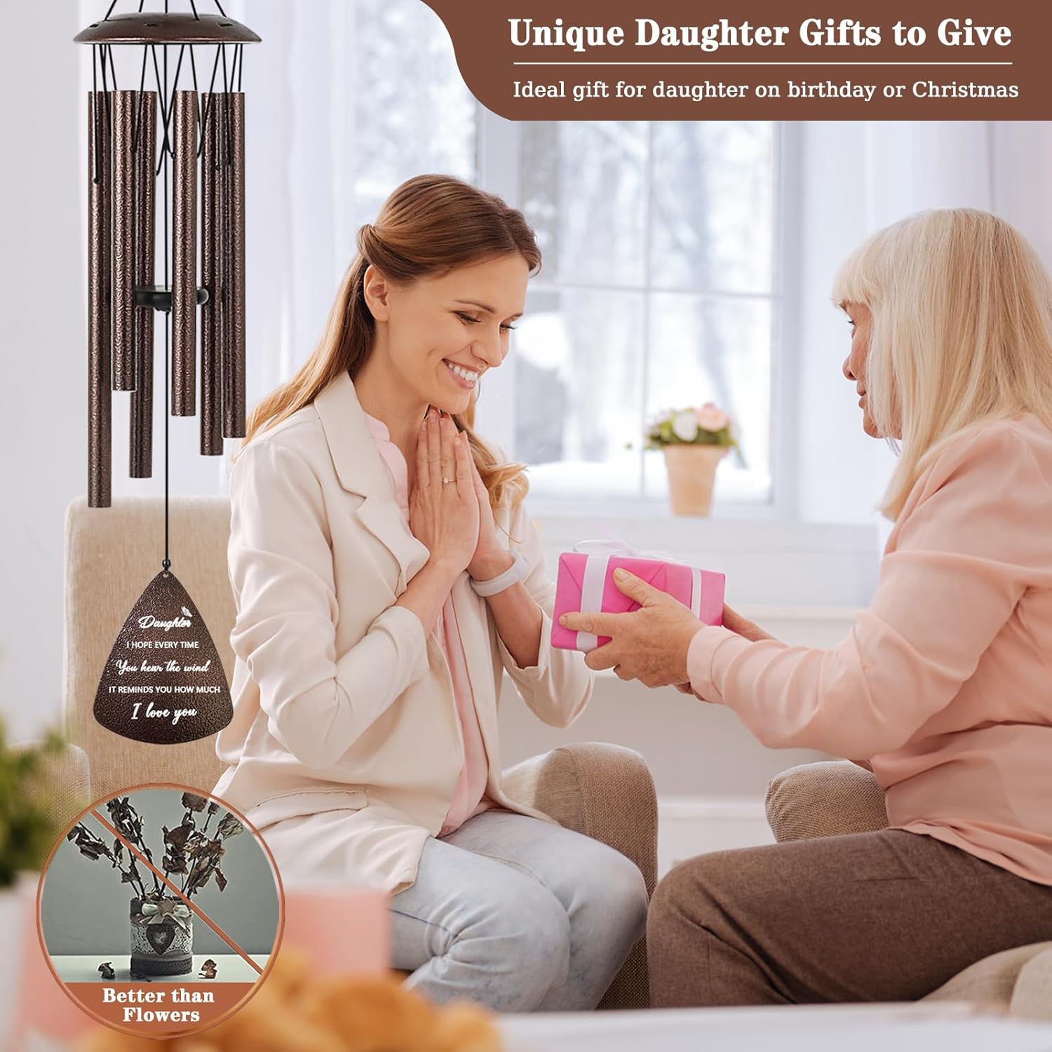 Daughter Gifts from Mom Dad, Daughter Birthday Gifts, 32" Bronze Wind Chimes Gift for Daughter's Birthday, Graduation, Wedding - Image 2