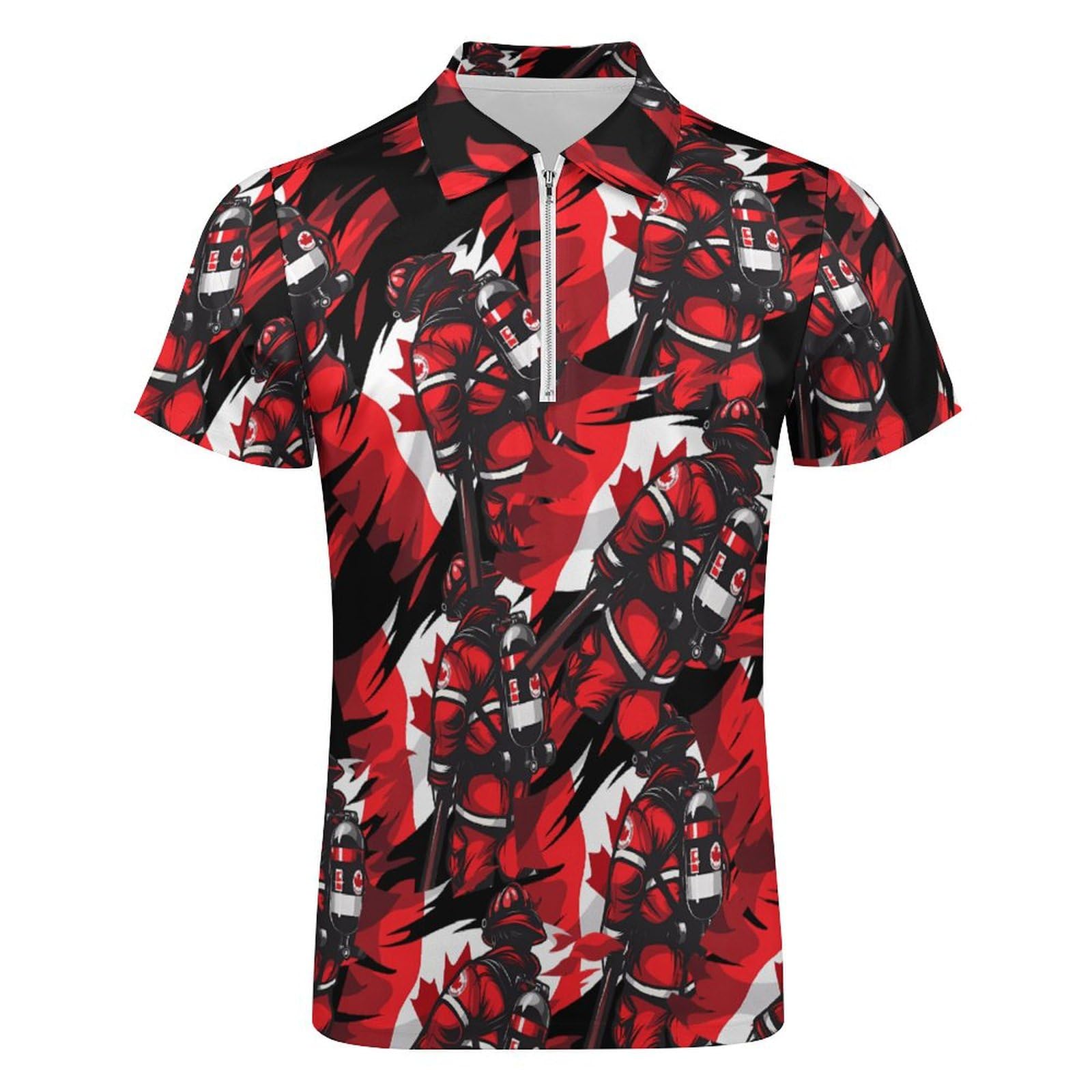 Amazon | 消防士 カナダ国旗 メンズ サマーシャツ 半袖 Tシャツ 
