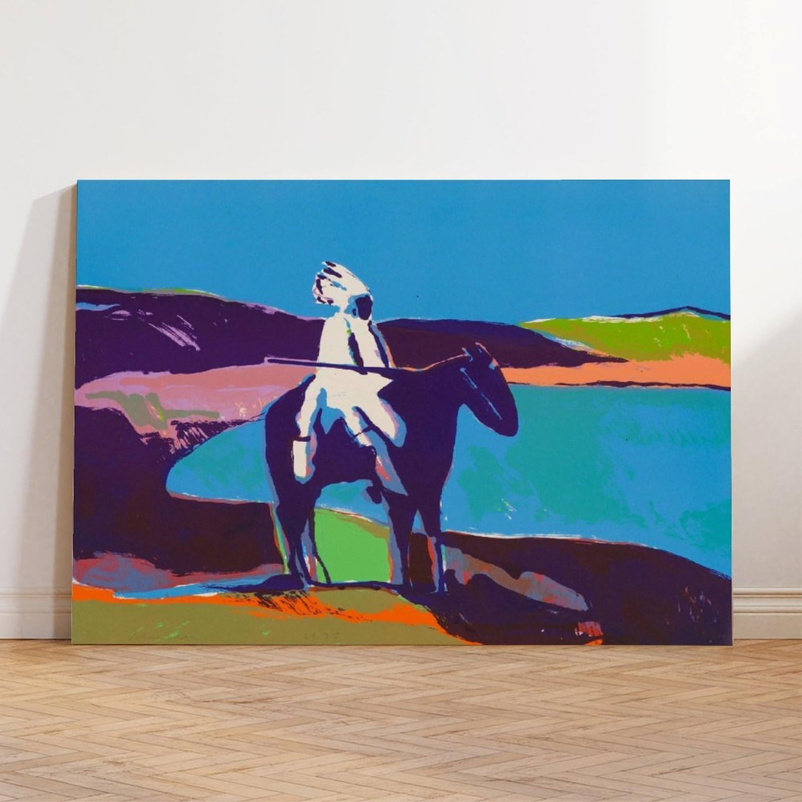 F I N U C B Indian at The Lake (stan II) – Fritz Scholder Native Pop – Współczesna ekspresja rdzennych mieszkańców, plakaty, wydruki, obrazy na płótnie, sztuka ścienna, ramka 30 cm