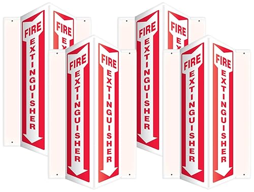 Miniatura 5 de Accuform Señal de proyección 90D para extintor de incendios, plástico de alto impacto de 18 x 4 pulgadas con agujeros de montaje preperforados,