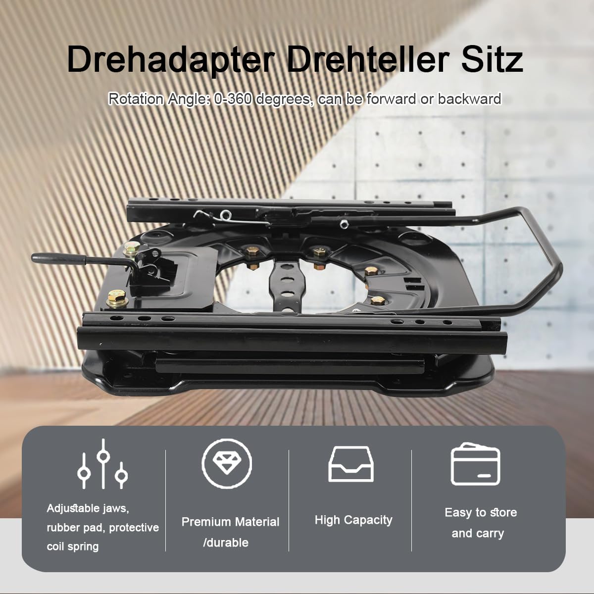 Base de Siège Rotative, Embase Pivotante Siege,Plaque dacier de Siège Lourd Rotatif à 360°, Plaque dacier 360° Rotatif, Réglable Carrousel pour Siège de Camping - Car