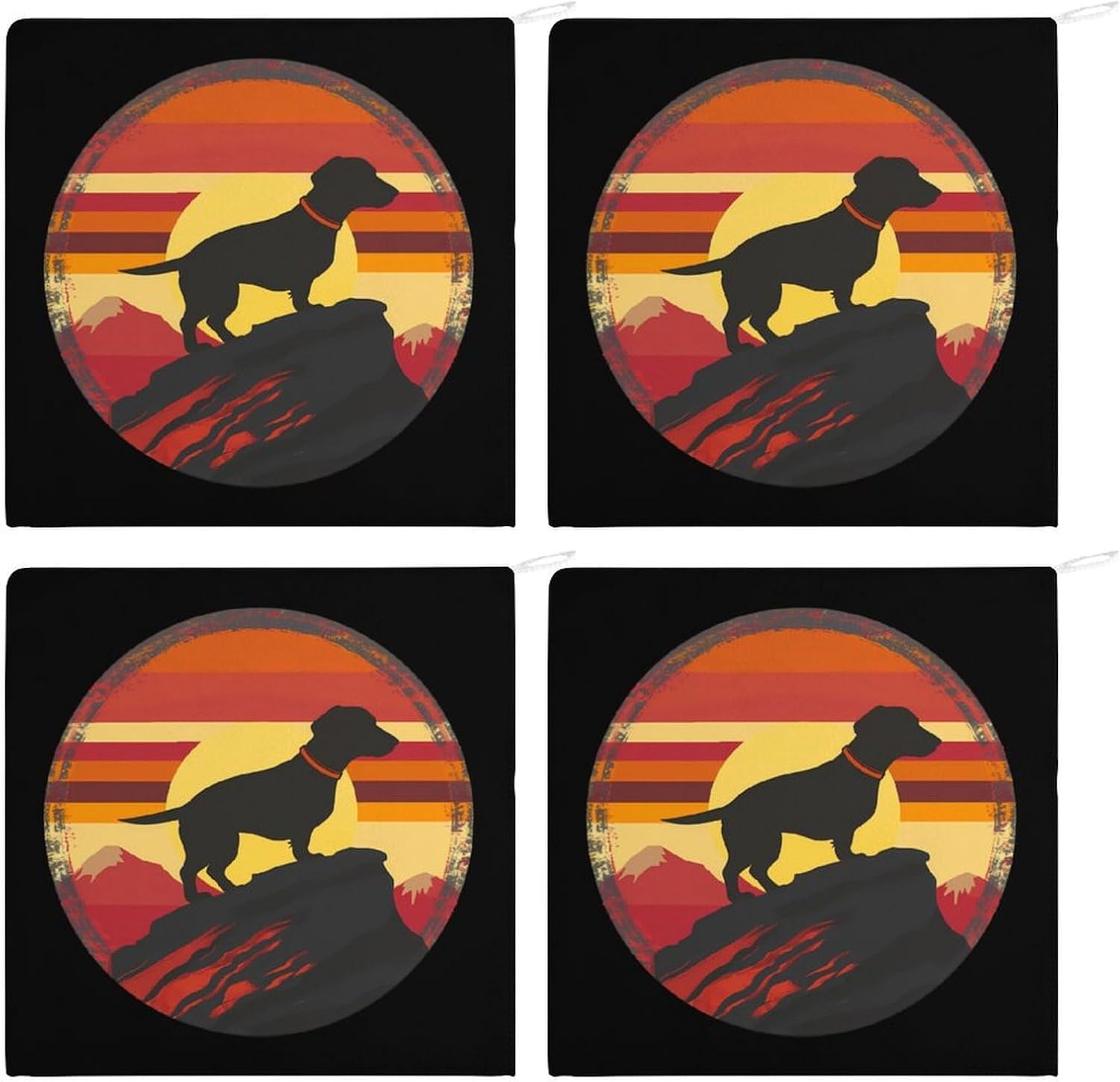 Dachshund Vintage Hand Towels for Bathroom Kitchen Towels Small Towel Handkerchiefs with Hanging Loop 4PCS
