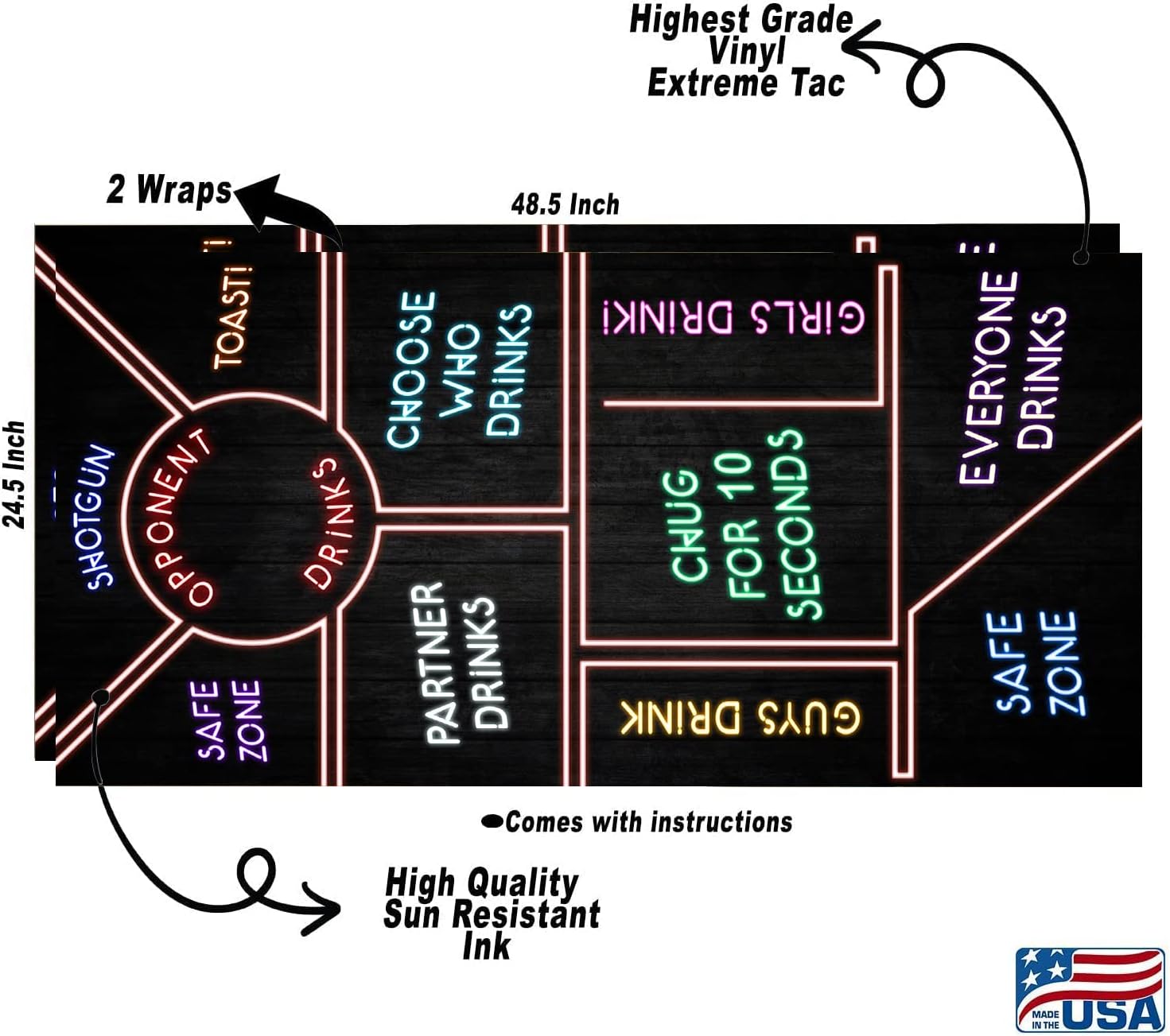 Cornhole Board Wraps, Cornhole Decals and Wraps for Boards (Set of 2) - Transform Your Cornhole Game with Our Durable Board Wraps (Driking-game-cornhole)