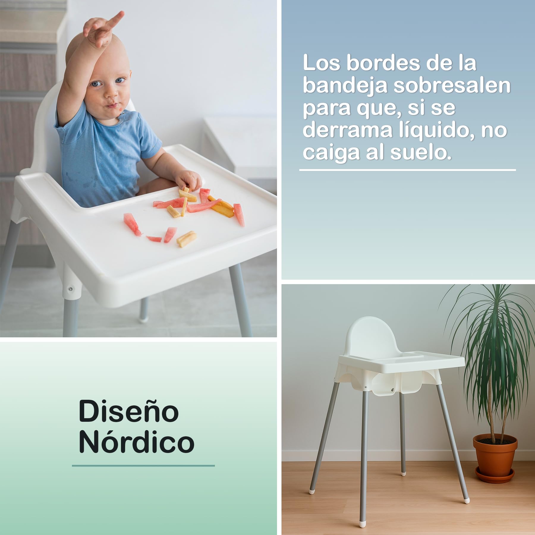Chaise Haute Bébé Premium avec Plateau Amovible – Chaise Haute Empilable, Démontable et Facile à Nettoyer · Pieds en Acier · Harnais de Sécurité · Usage Domestique et Professionnel · Compatible avec I