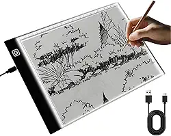 Pasta de LED ultra-fina portátil A4 com escala, 3 caixas de luz ajustáveis com brilho LED dimmável para desenho artístico, esboços, animação, estêncil e pintura em diamante 5D