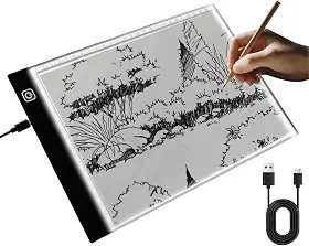 Pasta de LED ultra-fina portátil A4 com escala, 3 caixas de luz ajustáveis com brilho LED dimmável para desenho artístico, esboços, animação, estêncil e pintura em diamante 5D