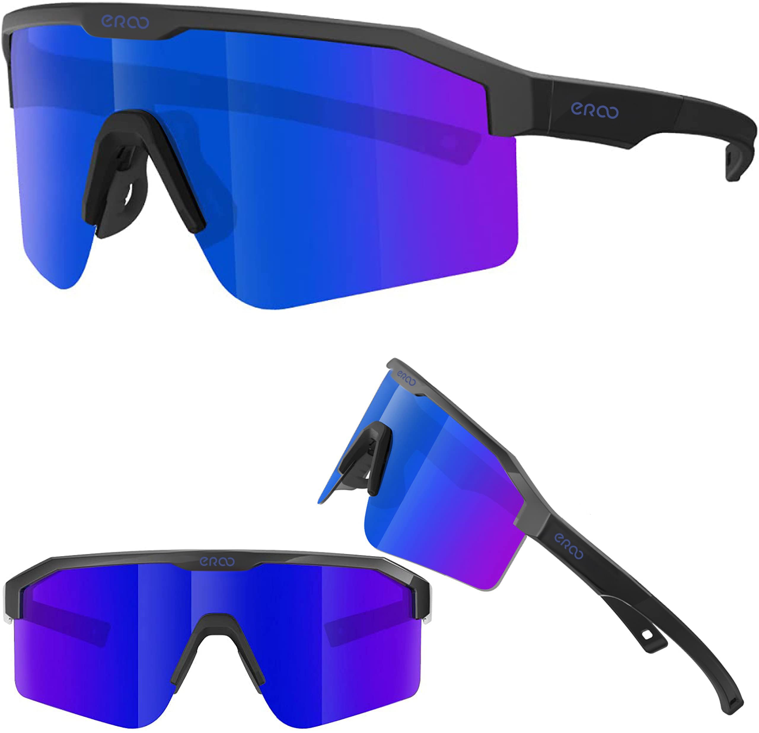 ER00 Blue Warp Around Small Shield Polarized Sports Sunglasses for Youth Kids Women, Pit-viper Padel beach Cycling Running Fishing Baseball Biking F2 Eazyrun easy run