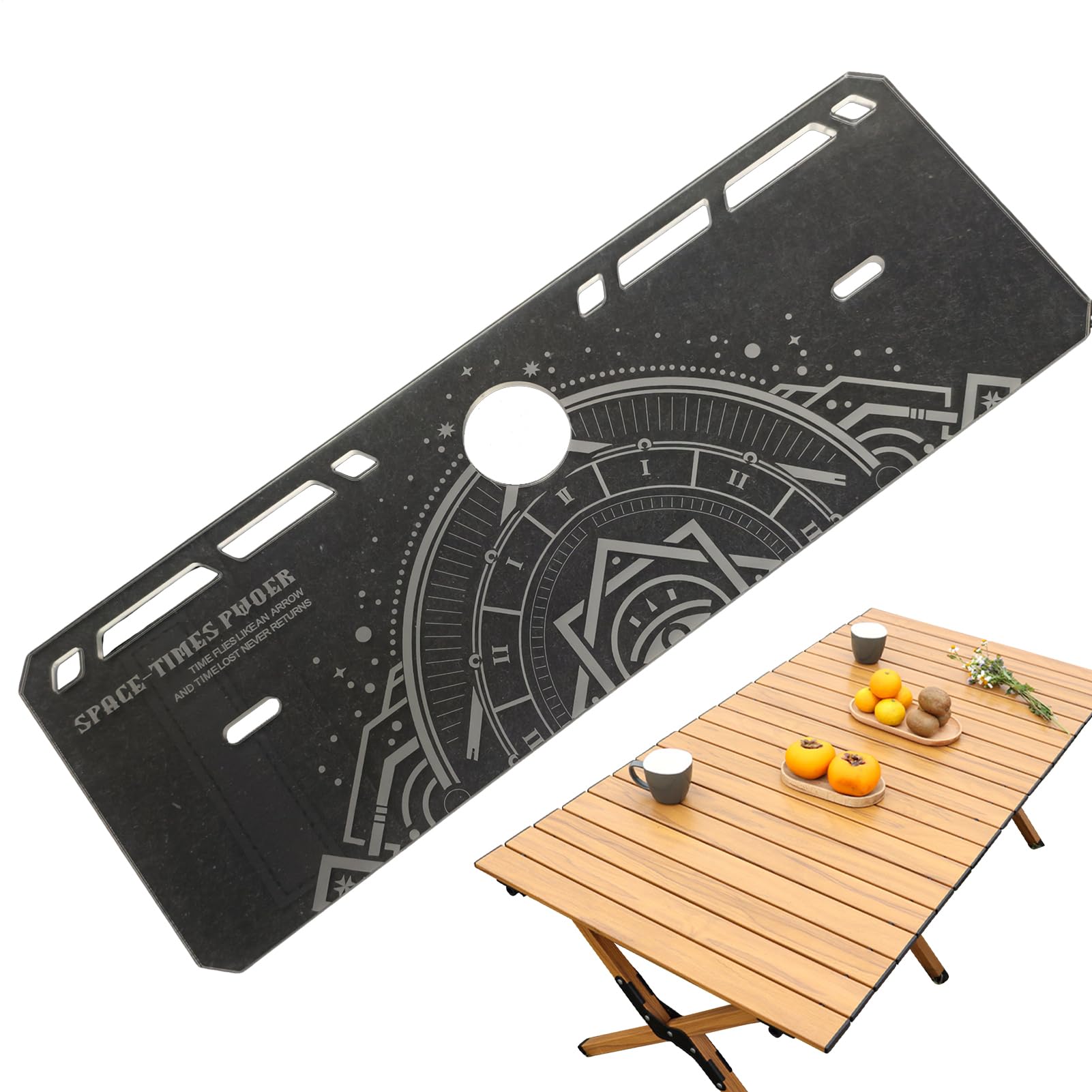 Panneau de table de camping portable : support meuble extérieur acrylique pêche