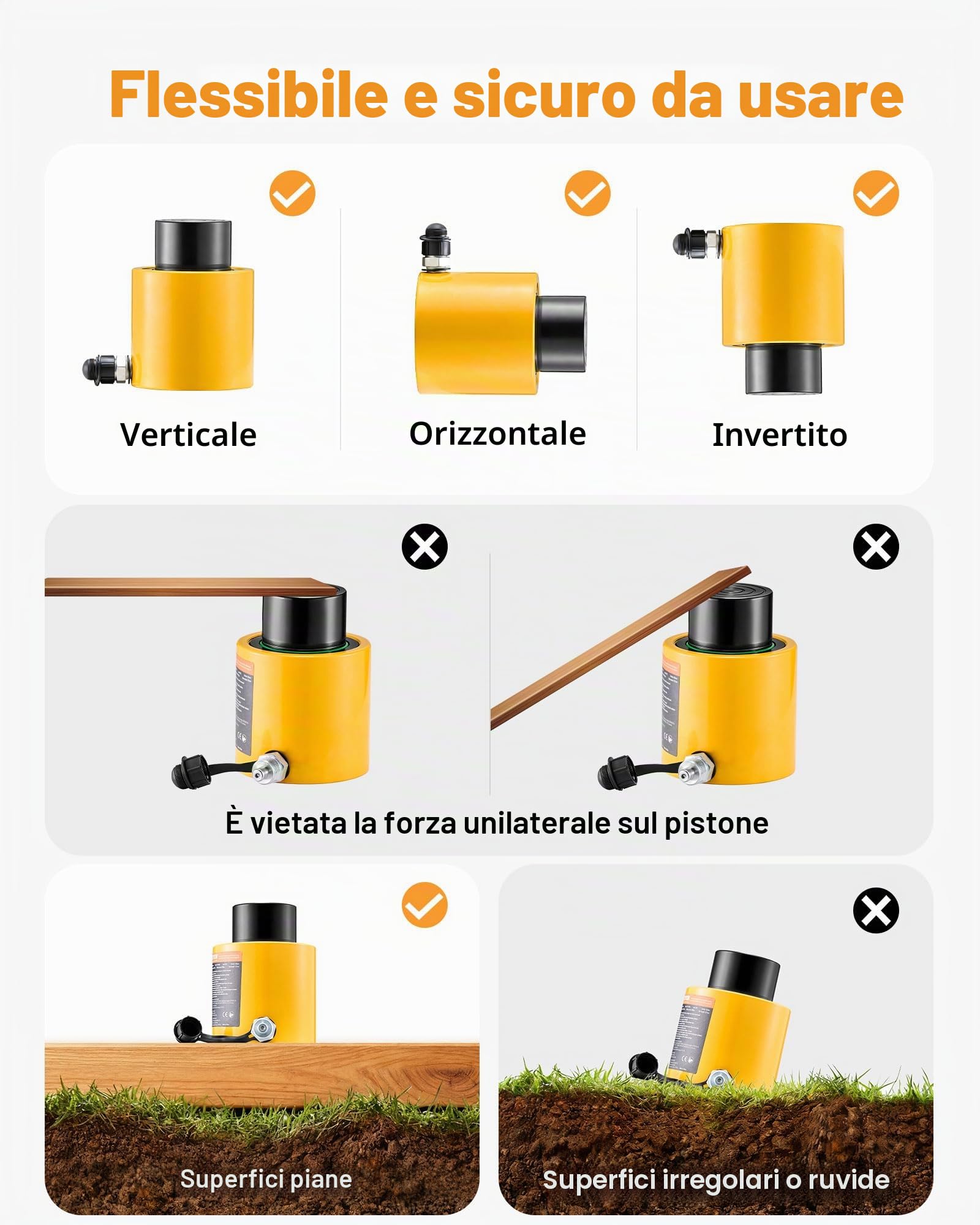 VEVOR Cilindro idraulico a pistoni da 50 tonnellate con corsa di 50 mm, cilindro idraulico a pistoni in metallo pieno a semplice effetto, sollevamento rapido, per industria, carrozzeria