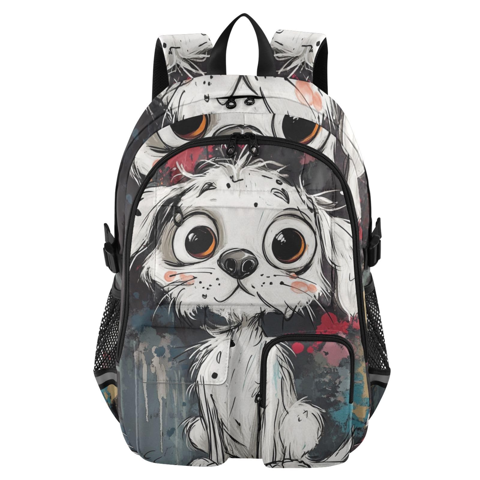 Mochila de viaje con estampado de perro animado de gran capacidad 8