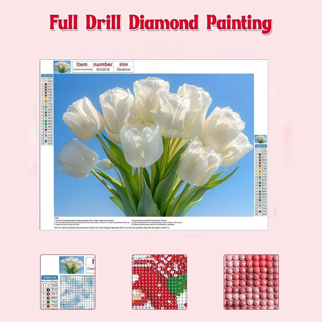 DIY Malarstwo diamentowe 5D, zestawy diamentowych tulipanów dla dorosłych, sztuka ze strasu, płótno, haft, artykuły rzemieślnicze, dla dzieci i dorosłych, idealna dekoracja ścienna do domu, prezenty,