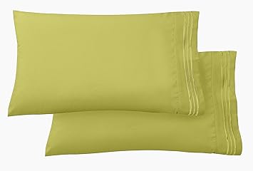 Elegant Comfort Luxury Ultra-Soft 2-Piece Pillowcase Set - 1500 Premium Hotel Quality Microfiber Double Brushed - Wrinkle Resistant, Standard/Queen, Pistachio Green