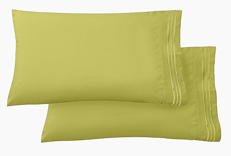 Elegant Comfort Luxury Ultra-Soft 2-Piece Pillowcase Set - 1500 Premium Hotel Quality Microfiber Double Brushed - Wrinkle Resistant, Standard/Queen, Pistachio Green