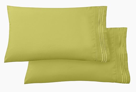 Elegant Comfort Luxury Ultra-Soft 2-Piece Pillowcase Set - 1500 Premium Hotel Quality Microfiber Double Brushed - Wrinkle Resistant, Standard/Queen, Pistachio Green
