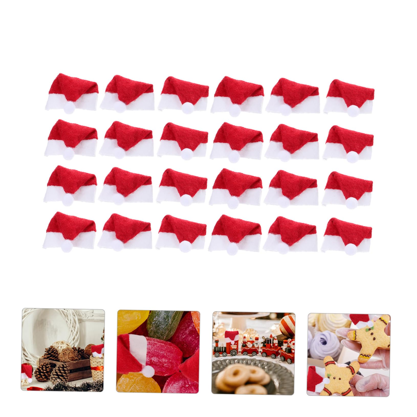 ERINGOGO 24 Piezas Mini Gorros Papá Noel para Piruletas Gorros Navideños Pequeños Reutilizables para Decoración de y Fiestas Accesorios Festivos Rojos y