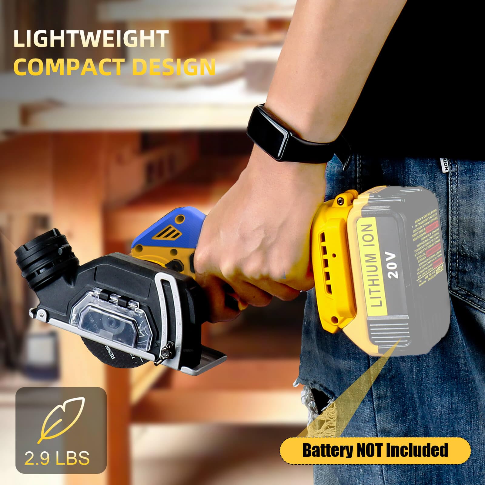 Herramienta de corte inalámbrica compatible con DeWalt 20 V MAX batería compacta Rotorazer Sierra sin escobillas con cuchillas de 3 pulgadas, mini sierra circular de 2 velocidades de ajuste de 19000