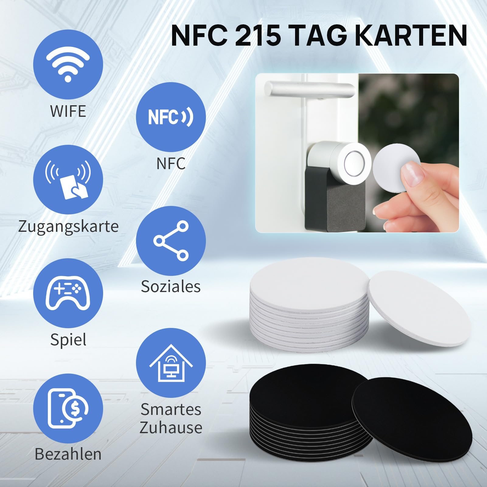 20 sztuk NFC Tags, karty NTAG215 NFC, 25 mm samoprzylepne naklejki NFC z TagMo i Amiibo