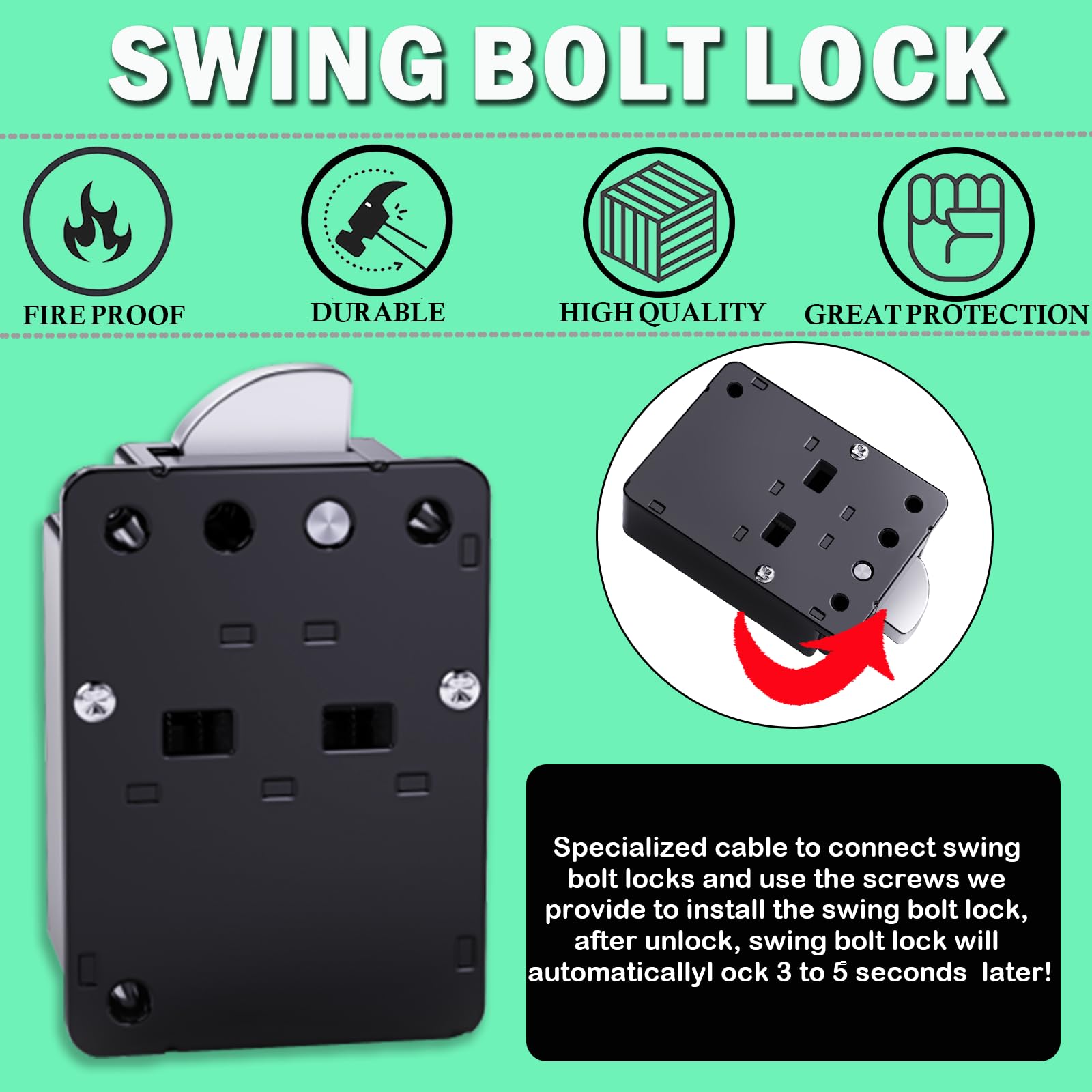 Cerradura electrónica de repuesto para pistola de seguridad con cerradura de perno oscilante, teclado digital cromado de alta seguridad, caja de seguridad ignífuga