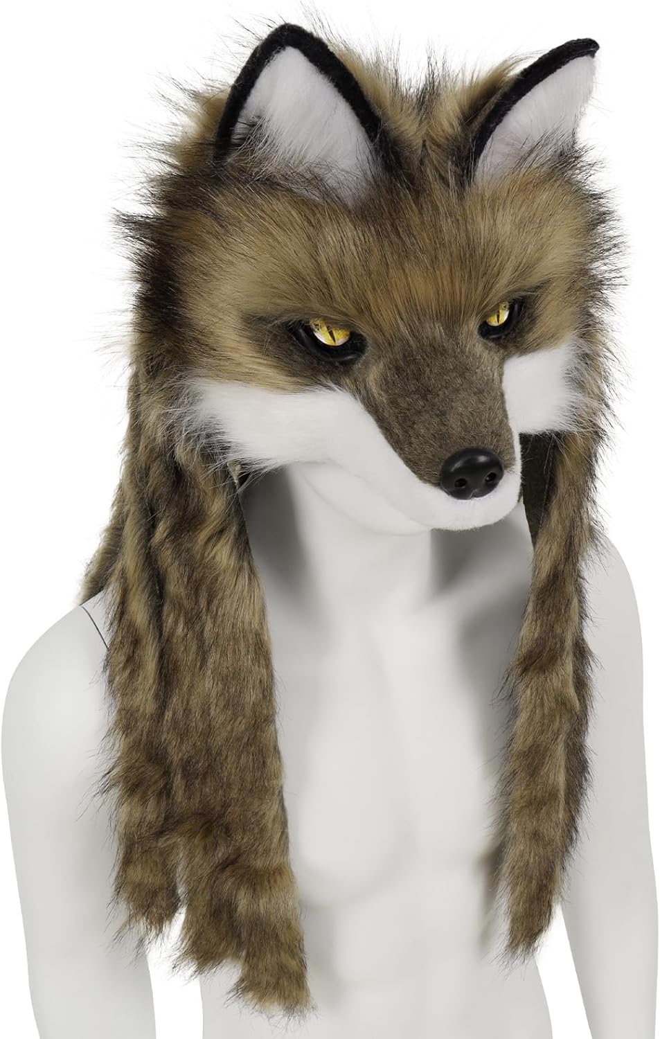 Faux Fur Animal Wolf Fox Head Mask Plush Costume Accessories for Halloween Cosplay Party