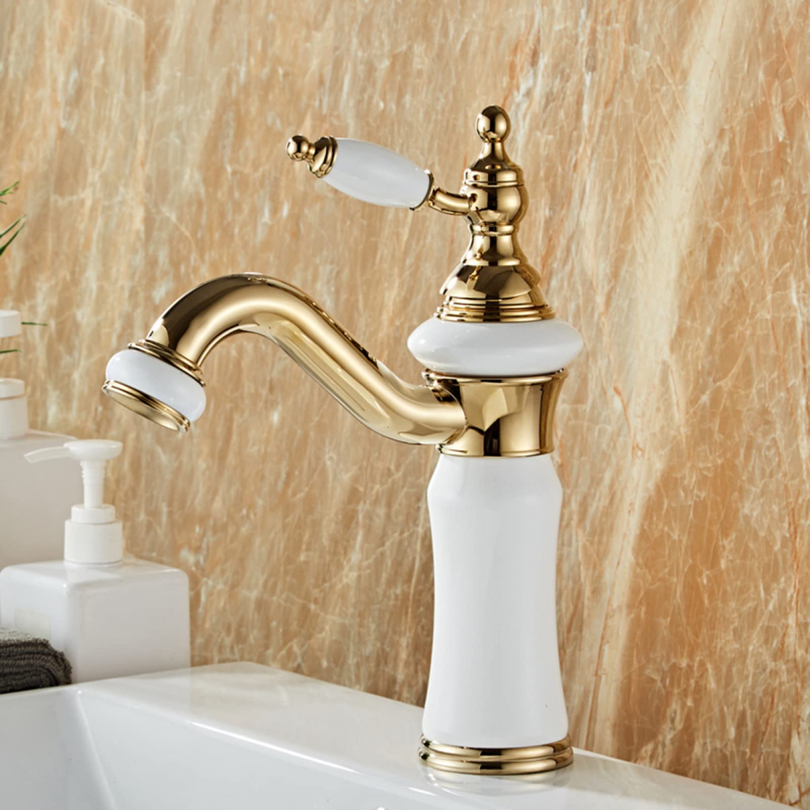 Mitigeur de salle de bain vintage avec bec orientable 360° pour lavabo