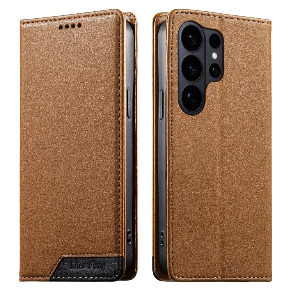 Étui compatible avec Samsung Galaxy S9 (Couleur : marron) étui portefeuille à rabat magnétique en cuir haut de gamme
