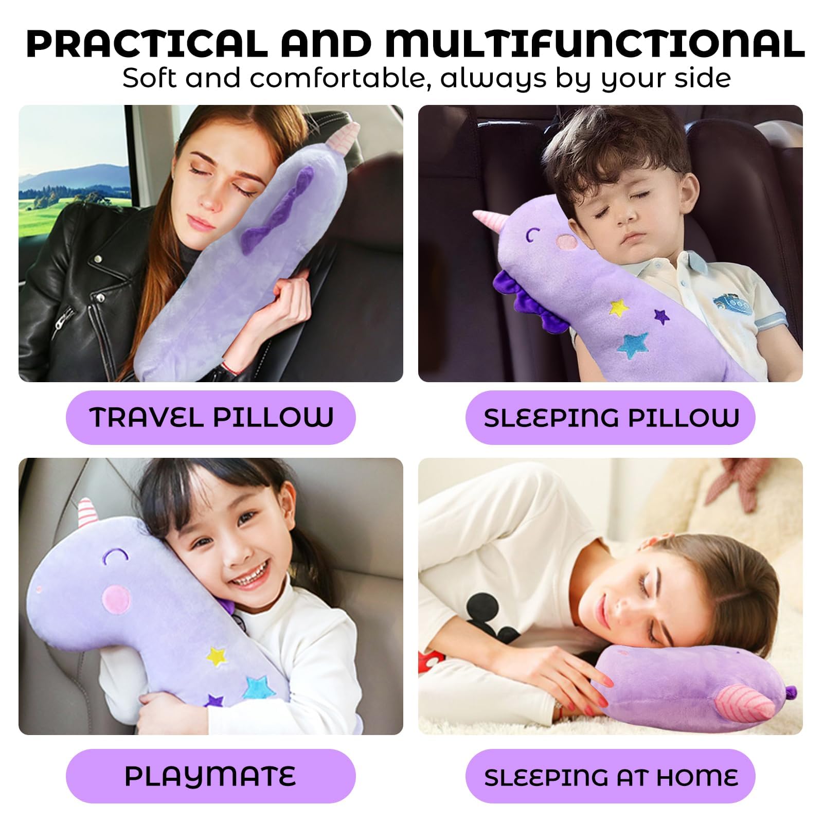 auvstar Niños Almohada para Cinturón de Seguridad de Coche, Almohadilla para el Hombro Protección para el Cinturón de Seguridad de Coche, Cojín para Cinturón de Seguridad de Coche (Unicornio)