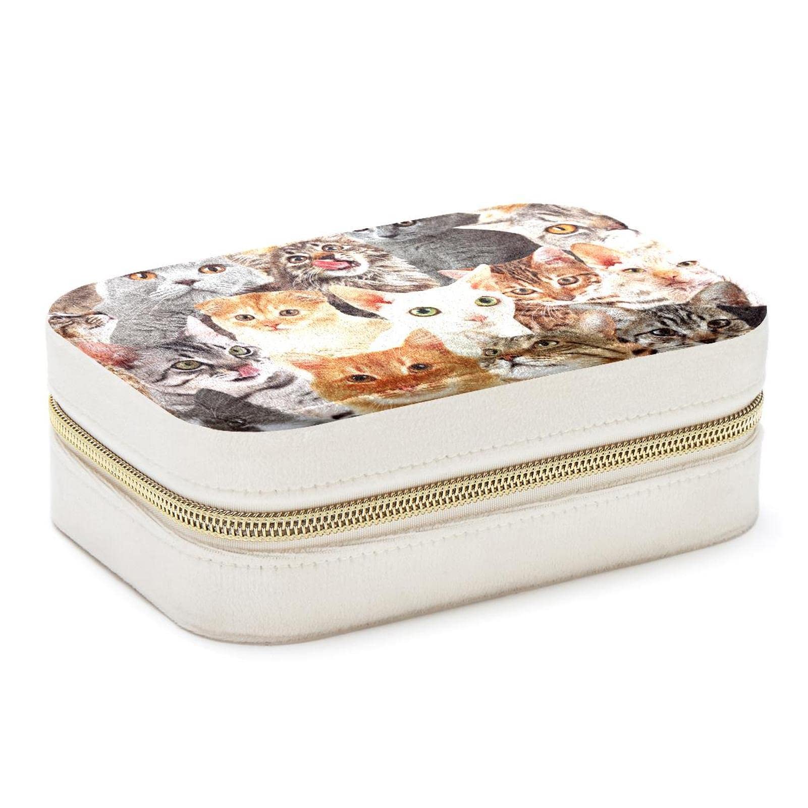 Boîte à bijoux de voyage chat pour ranger boucles d'oreilles et bagues | Organisateur compact