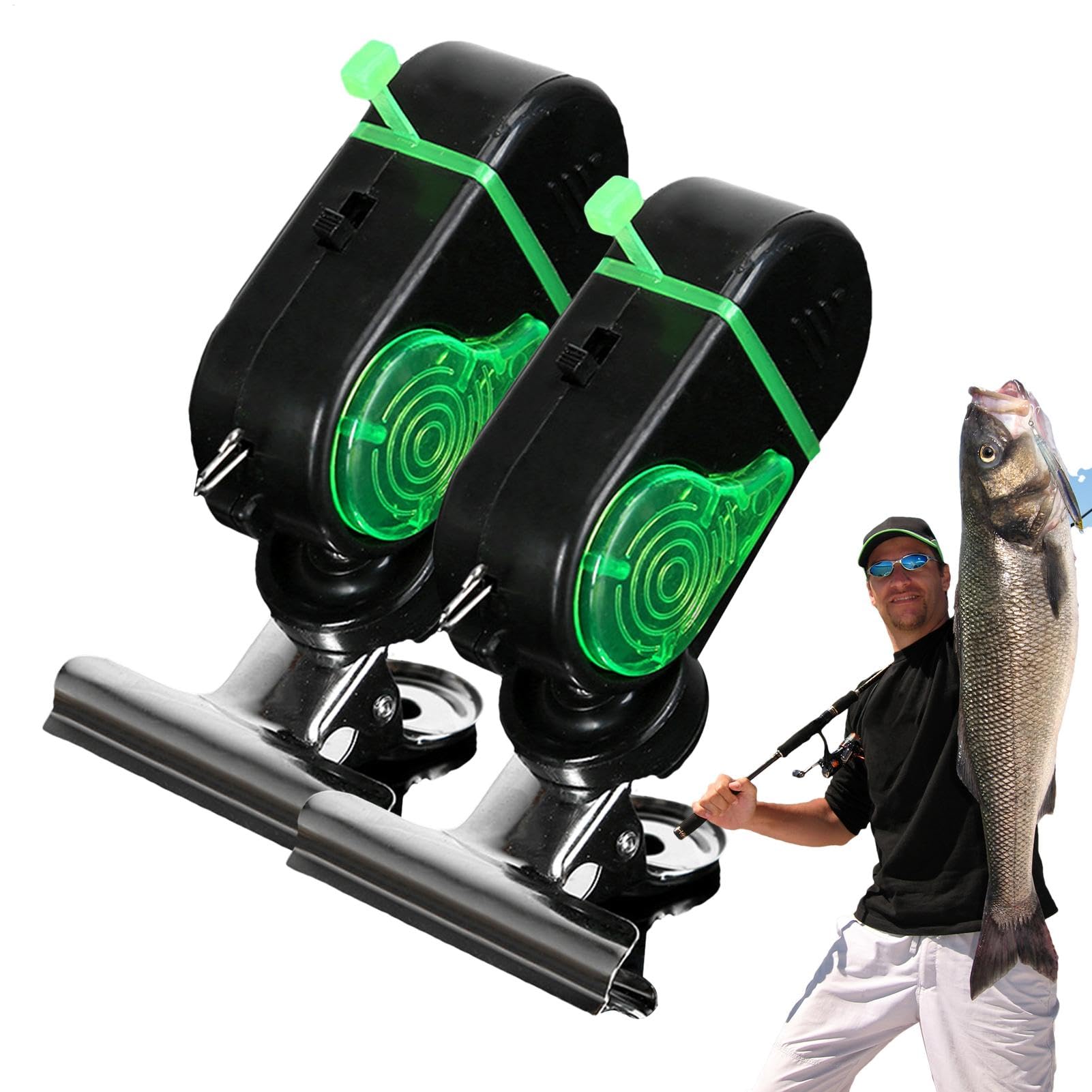 Fish Bite Alarm for Night | Electronic Fishing Bite Indicator - Sound and Light Alert Bell for Fish Pole, Set of 2 Indicator Clip for Outdoor Sea