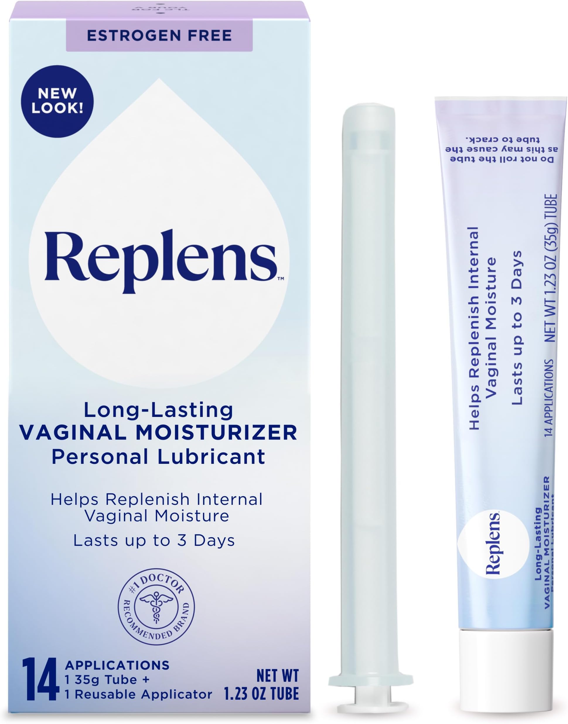 Replens Long-Lasting Vaginal Moisturizer, Relieves Vaginal Dryness for Up to 3 Days, Fragrance Free, 14 Applications