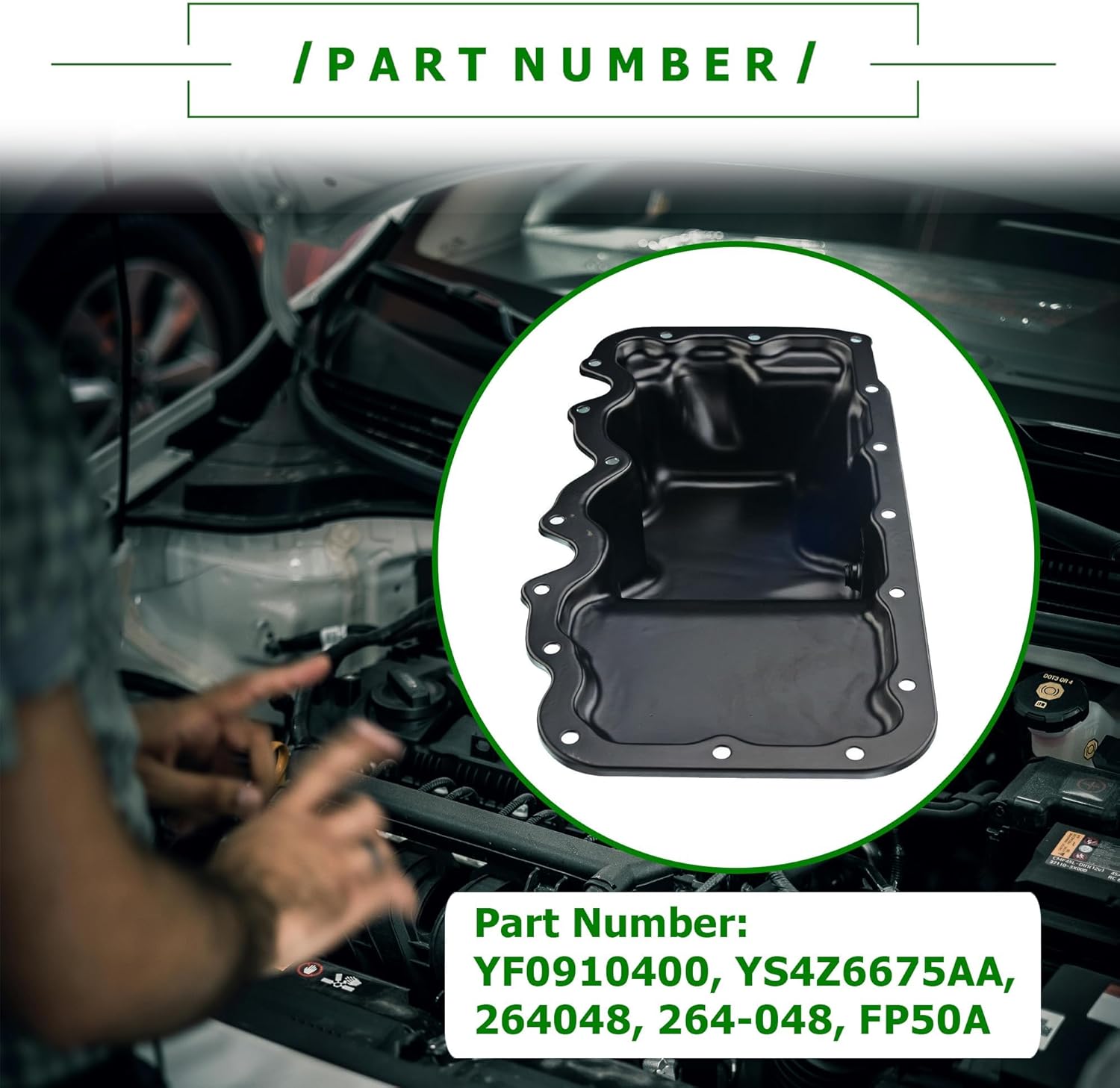 264-048 Lower Engine Oil Pan Sump with Drain Plug Compatible with Ford Escape 2001-2004 Focus 2000-2004 Mazda Tribute 2001-2004 Replaces YS4Z6675AA