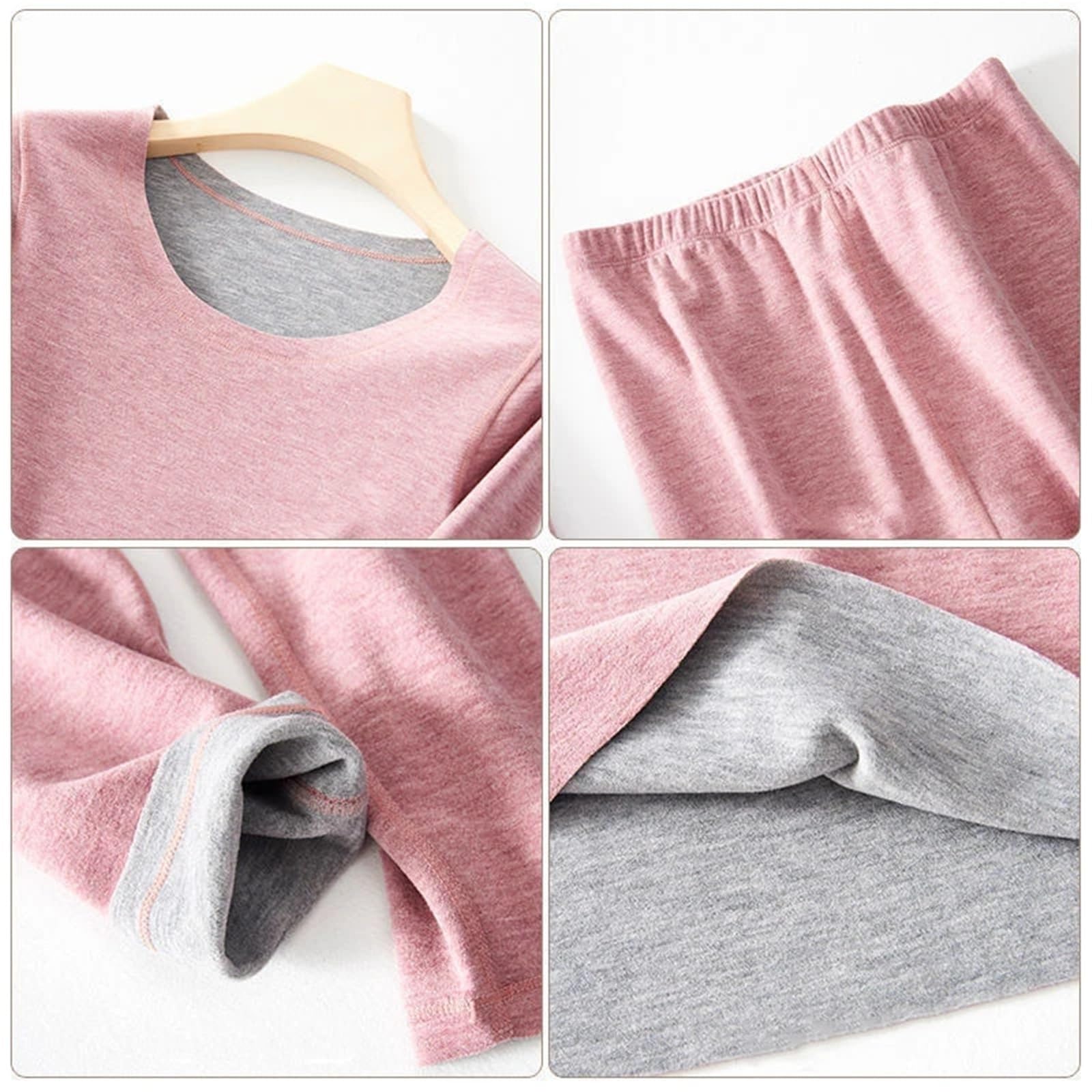Ropa Interior térmica de Lana for Mujer, Calzoncillos Largos cálidos, Conjunto térmico sin Costuras, Ropa Invierno for para Esquí,Moto
