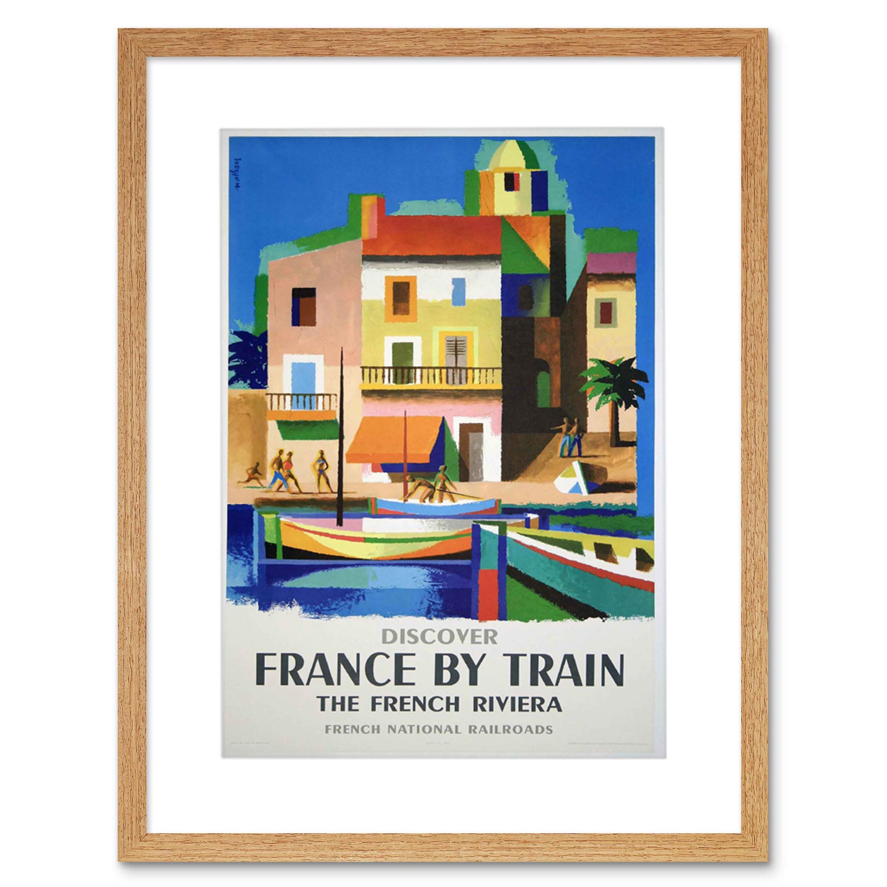Wee Blue Coo France Train Railway Riviera French Railroad Boat Framed Print Picture F12X1235