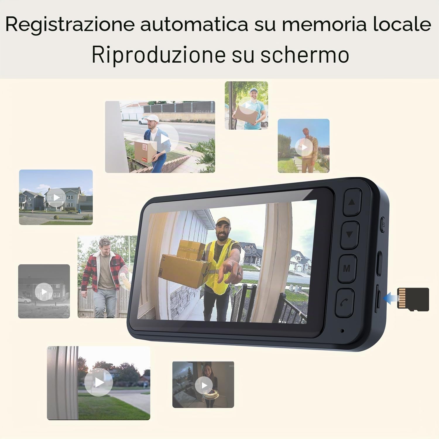 Winnes Citofono senza fili da esterno HD Schermo IPS da 4,5" Video Campanello Spioncino Digitale videocitofono con Telecamera Visione Notturna Audio Bidirezionale,Senza WiFi/APP Abbonamento